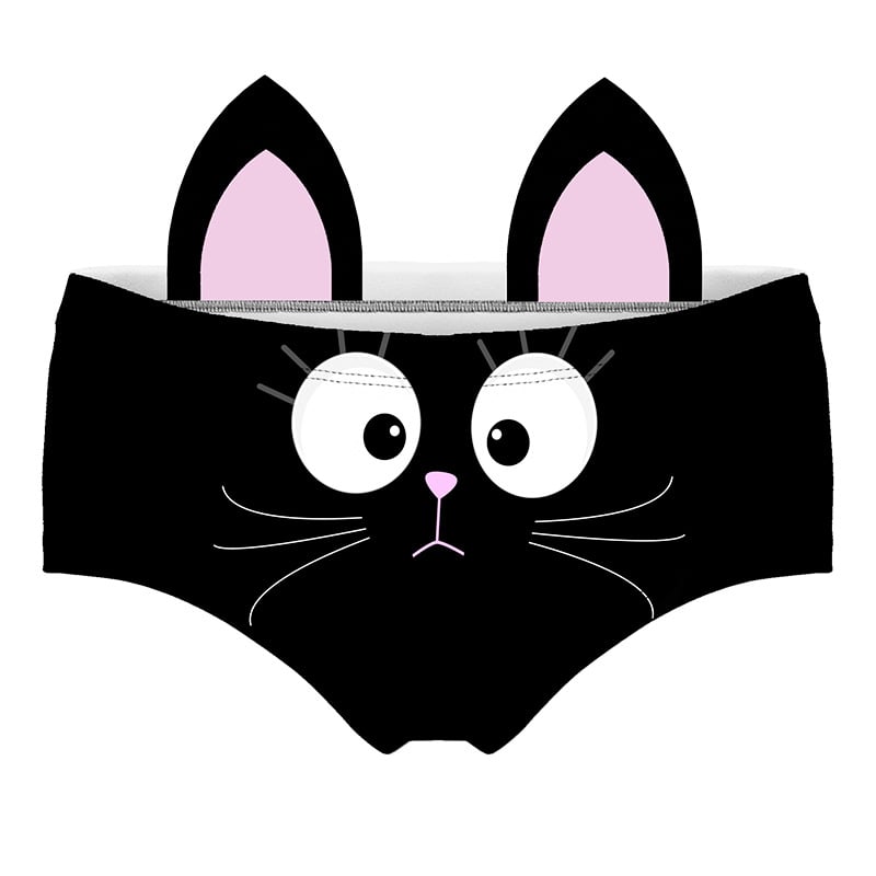 Chic Kitty Ear Panties - Black One size - panties