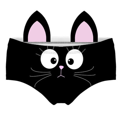Chic Kitty Ear Panties - Black One size - panties