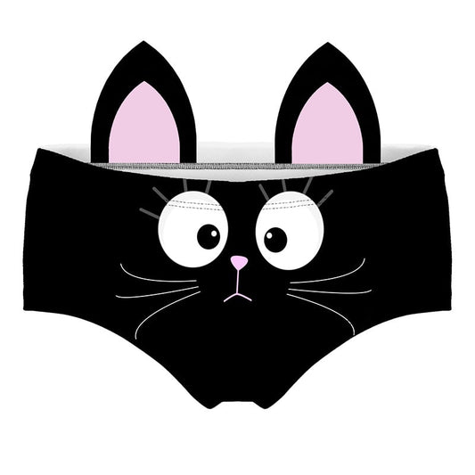 Chic Kitty Ear Panties - Black One size - panties