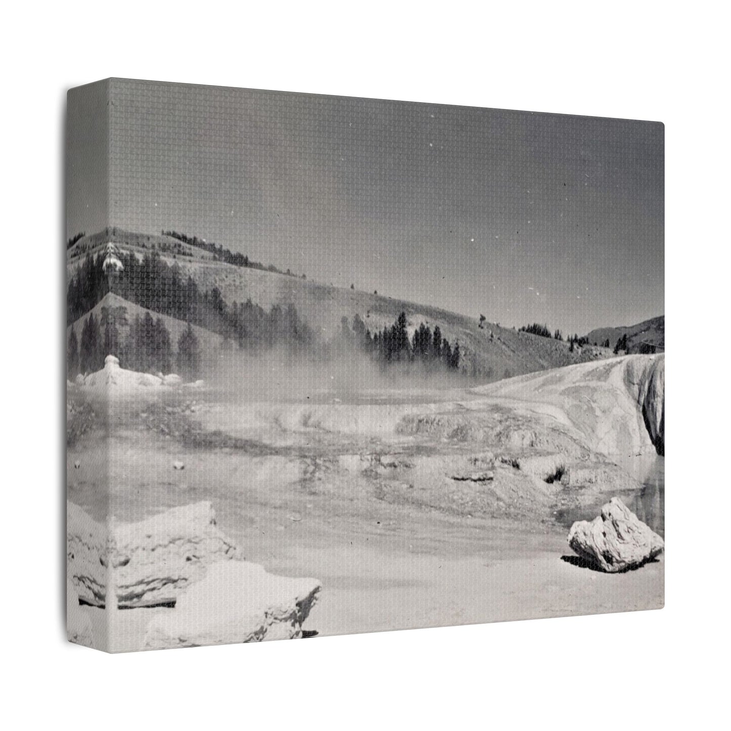 Mammoth Hot Springs Satin Canvas, Stretched