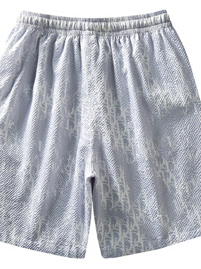 Men's Plus Size Abstract Print Drawstring Shorts - -