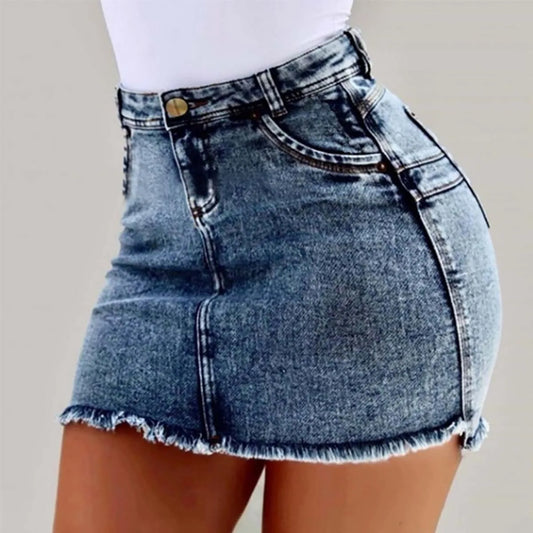 Women Summer Slim Fit Short Denim Skirt