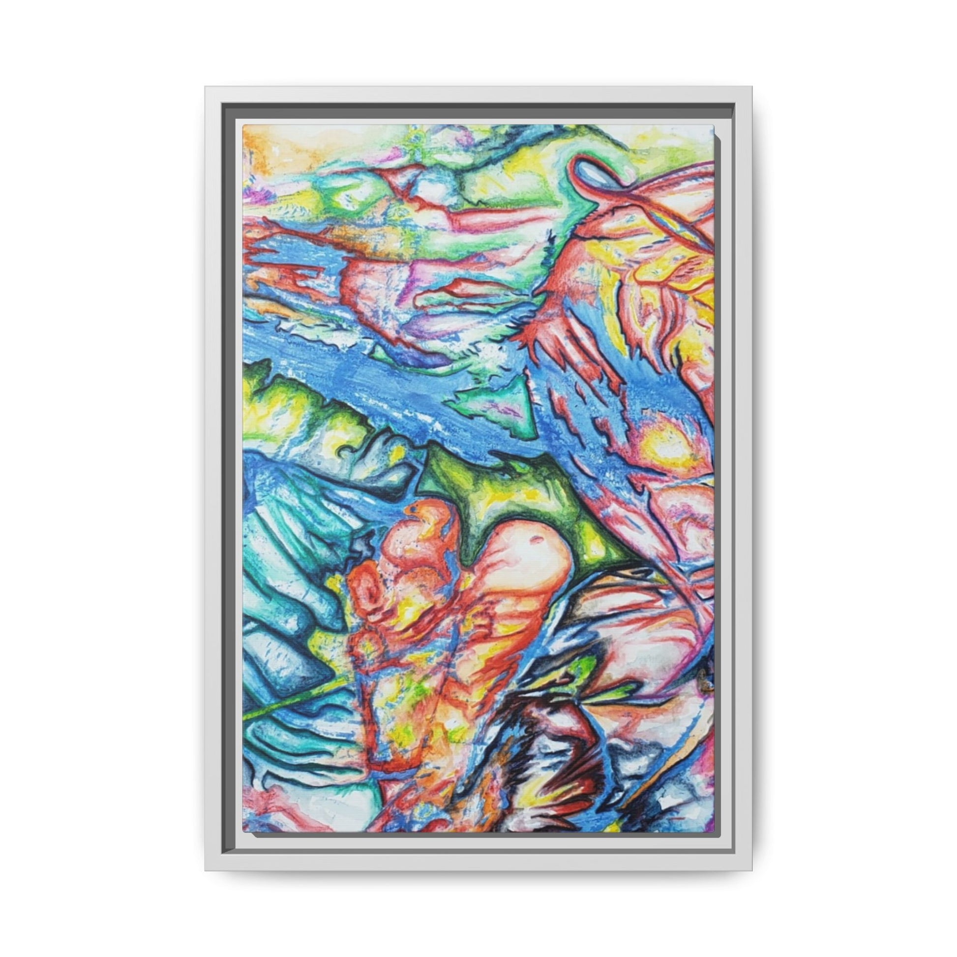 Multi-Color Abstract Framed Canvas Art Print - Kia Day Design