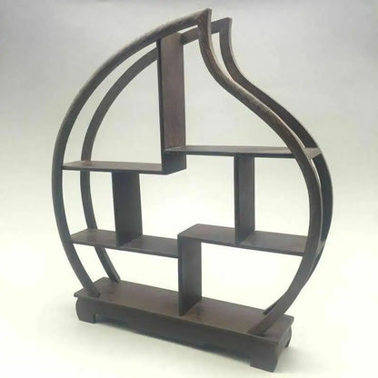 Wood‑Carved Peach Stand for Snuff Bottles & Statues – Asian Home Decor - - Shelving Accessories