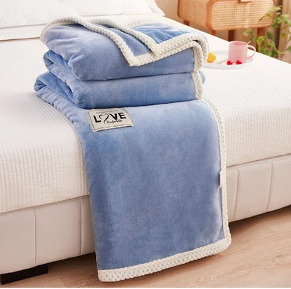 Super Soft Polyester Thick Coral Fleece Blanket Extra Soft Flannel Plush Blanket