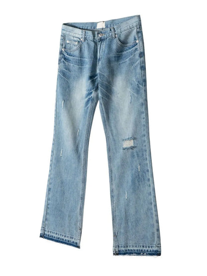 Men's Distressed Raw Hem Jeans - -