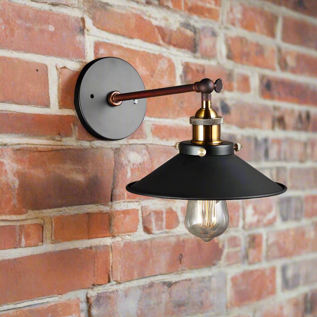 Black Hardwire Vintage Wall Lamp Adjustable Bronze Finish Arm Swing Wall Lights