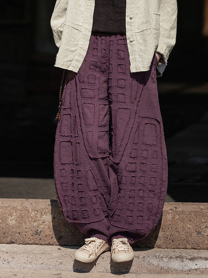 Raw-Edged Linen Meditation Bloomers – Natural Pants for Practice & Everyday Wear - Zen Purple Free Size - Pants