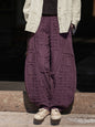 Raw-Edged Linen Meditation Bloomers – Natural Pants for Practice & Everyday Wear - Zen Purple Free Size - Pants