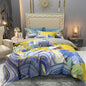 60s Egyptian Organic Cotton Pattern Bedding Sets blue yellow white