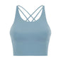 Comfort Full Support Padded Wire Free Cross Back Yoga Sports Bra Seamless ice blue