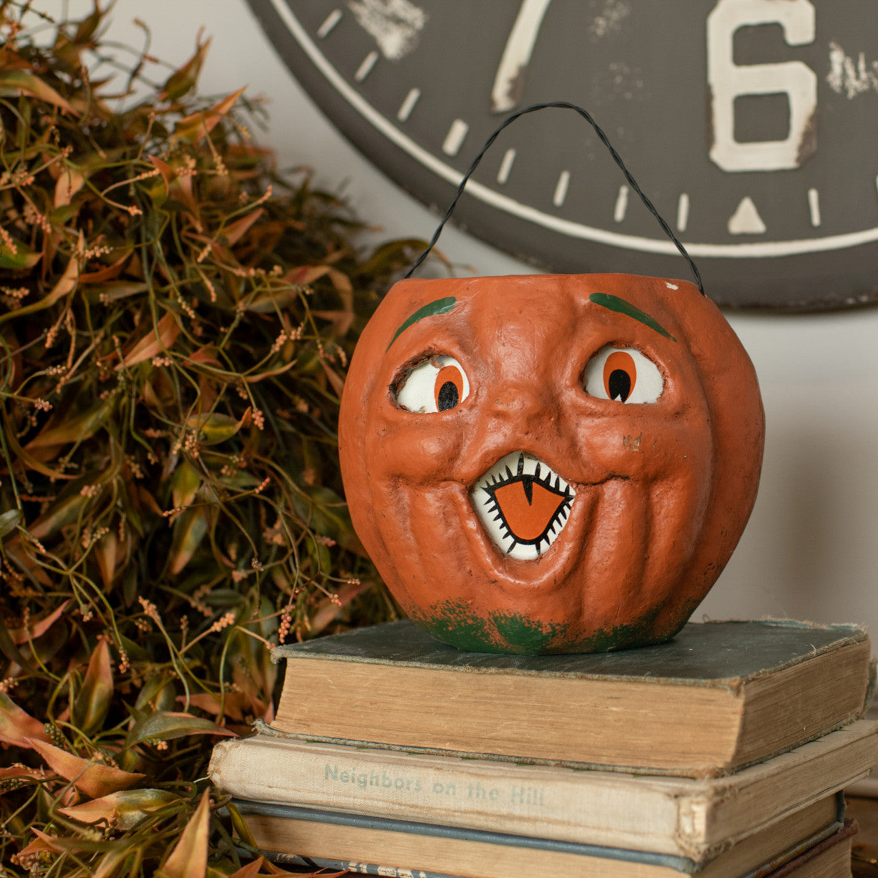 Vintage-Inspired Orange Resin Mache Jack-O-Lantern Choir Boy - - Fall & Halloween