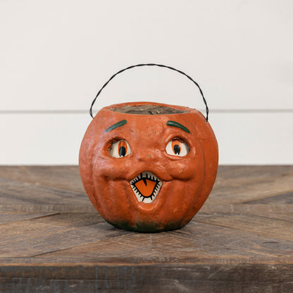 Vintage-Inspired Orange Resin Mache Jack-O-Lantern Choir Boy - Small - Fall & Halloween