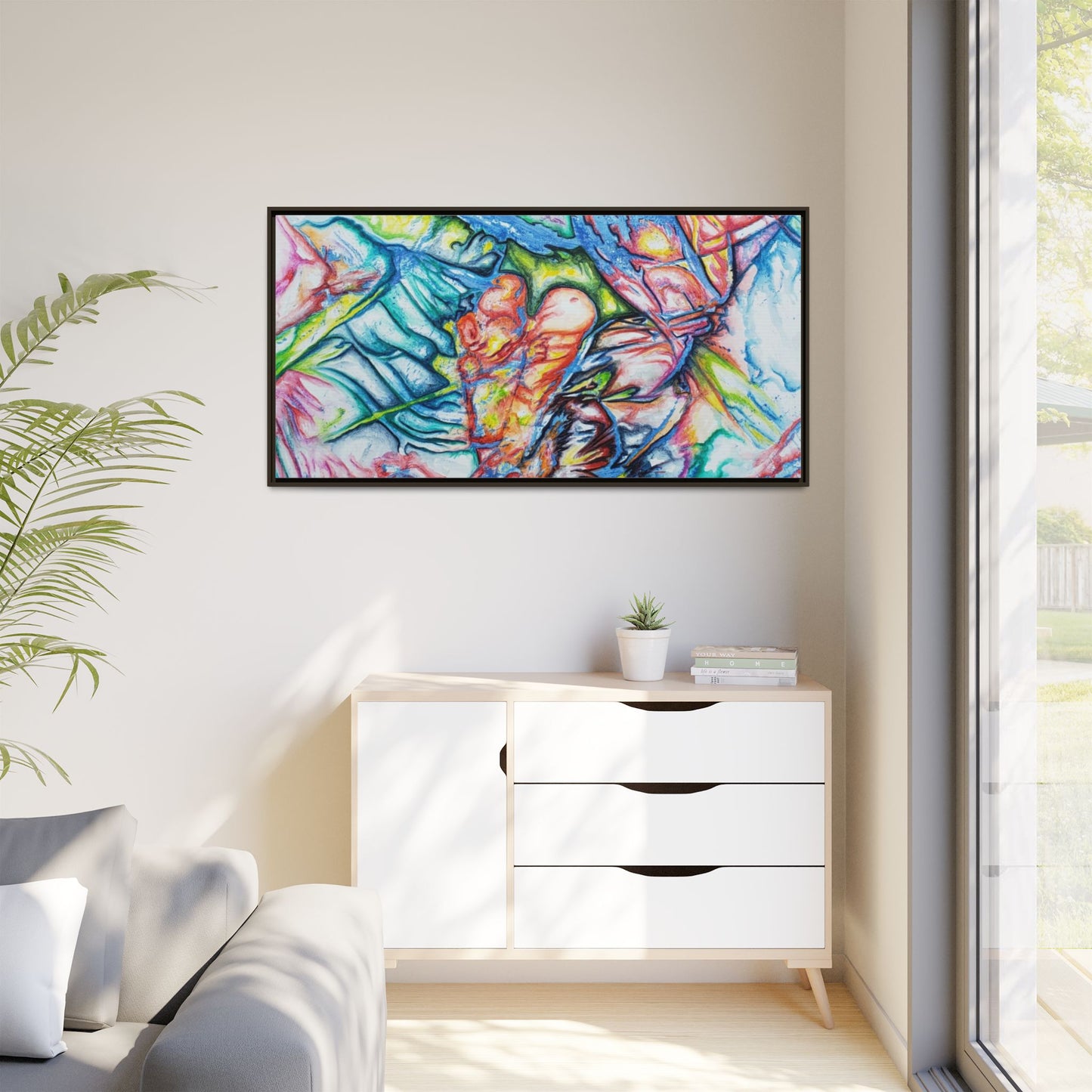 Multi-Color Abstract Framed Canvas Art Print - Kia Day Design