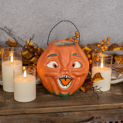 Vintage-Inspired Orange Resin Mache Jack-O-Lantern Choir Boy - - Fall & Halloween
