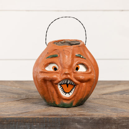 Vintage-Inspired Orange Resin Mache Jack-O-Lantern Choir Boy - Large - Fall & Halloween