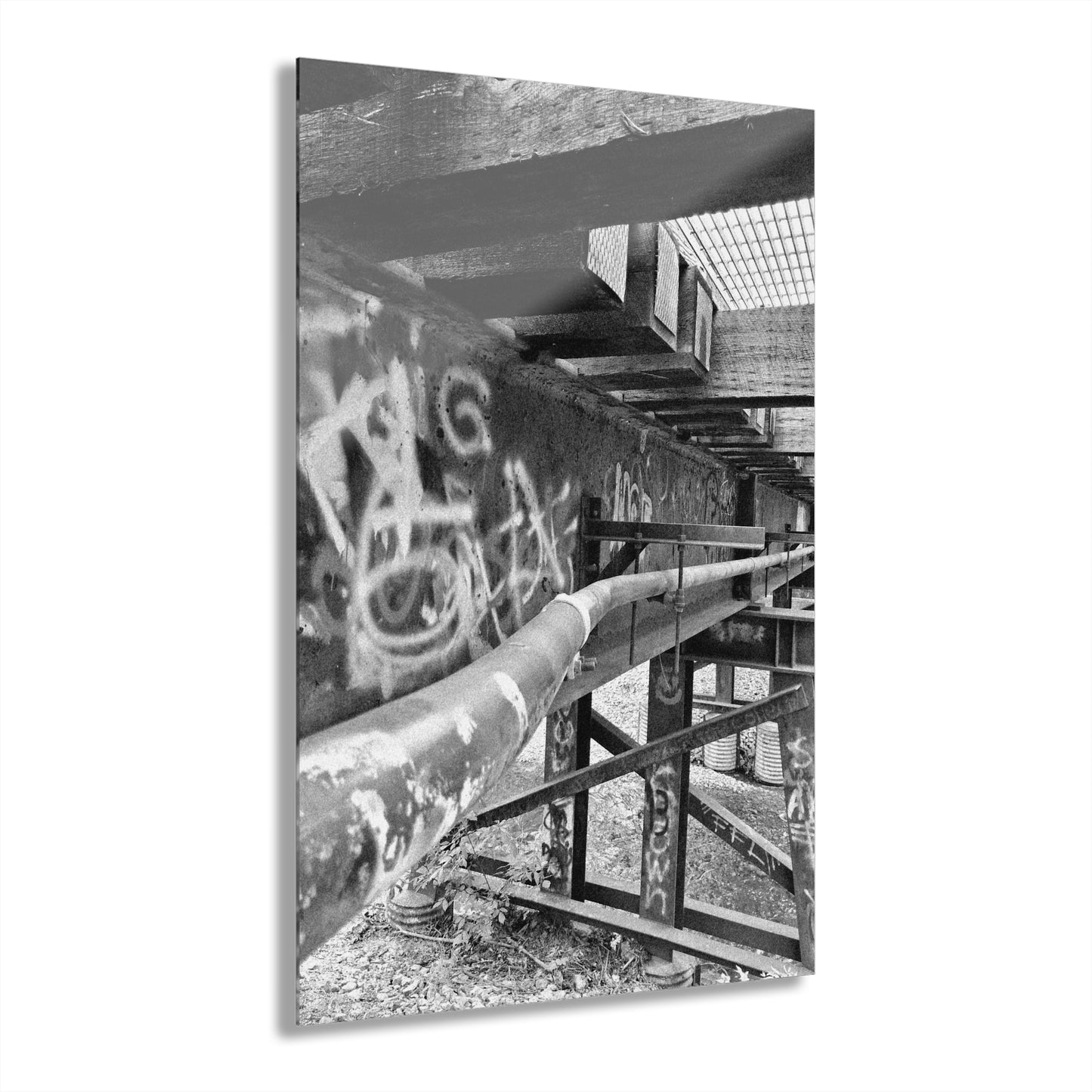 Black & White Urban Graffiti Acrylic Print — Industrial Alley Wall Art French Cleat - - Home Decor