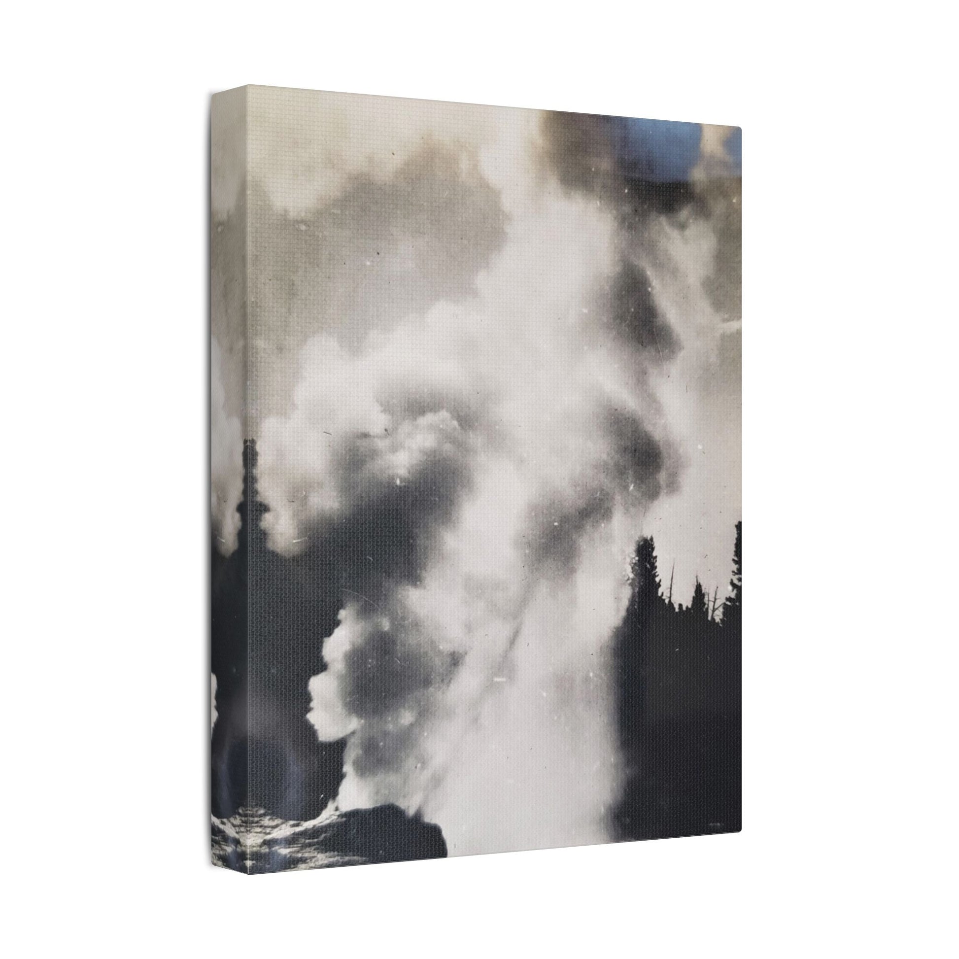 Riverside Geyser Yellowstone Satin Canvas Stretched