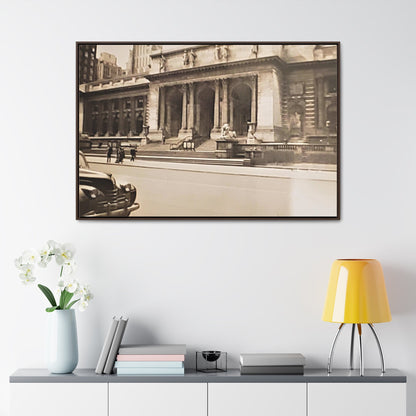New York Public Library Gallery Canvas Wraps Horizontal Frame 48″ x 32″ Walnut 1.25"