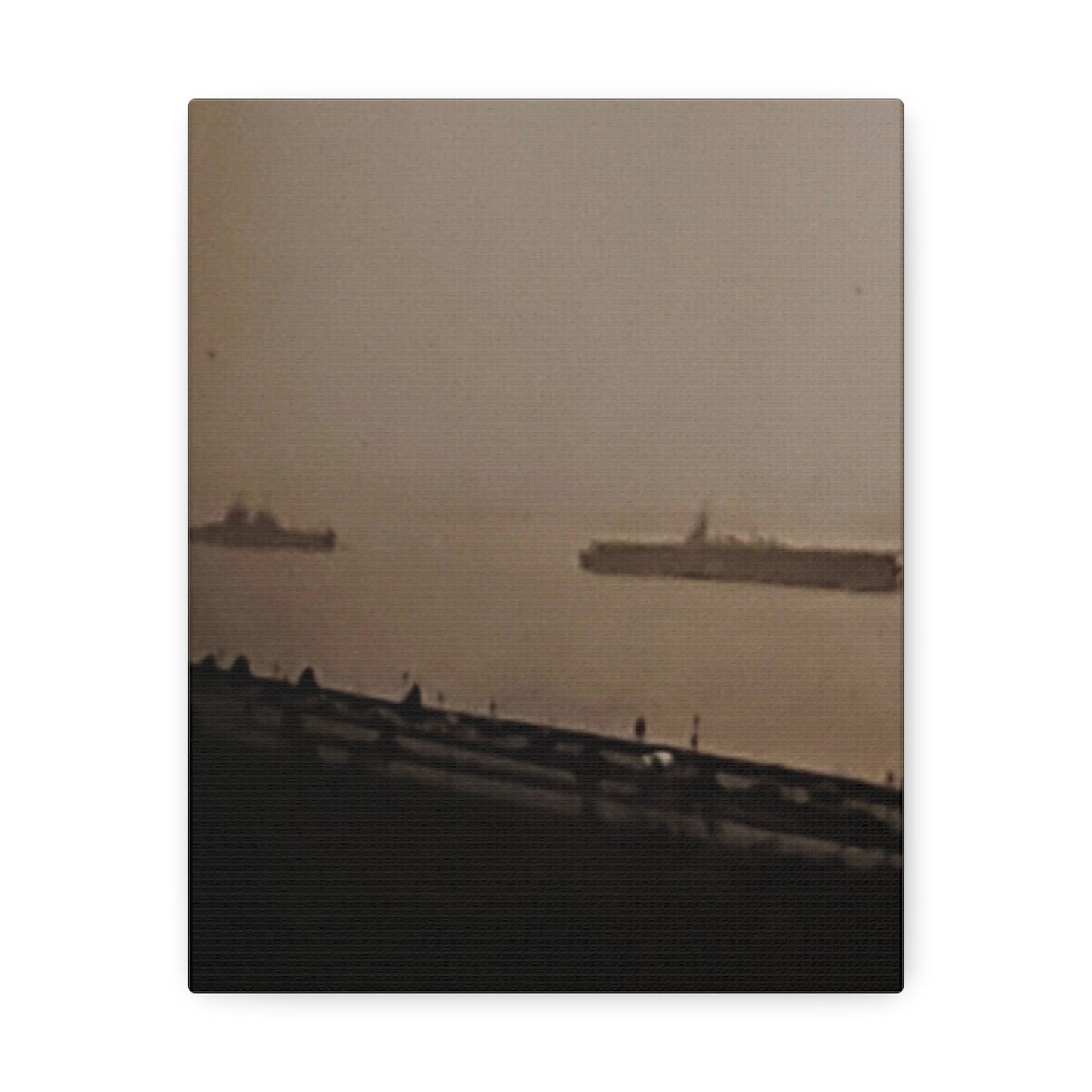 Navy Day New York Hudson River October 27th 1945 War Ships Stretched Canvas