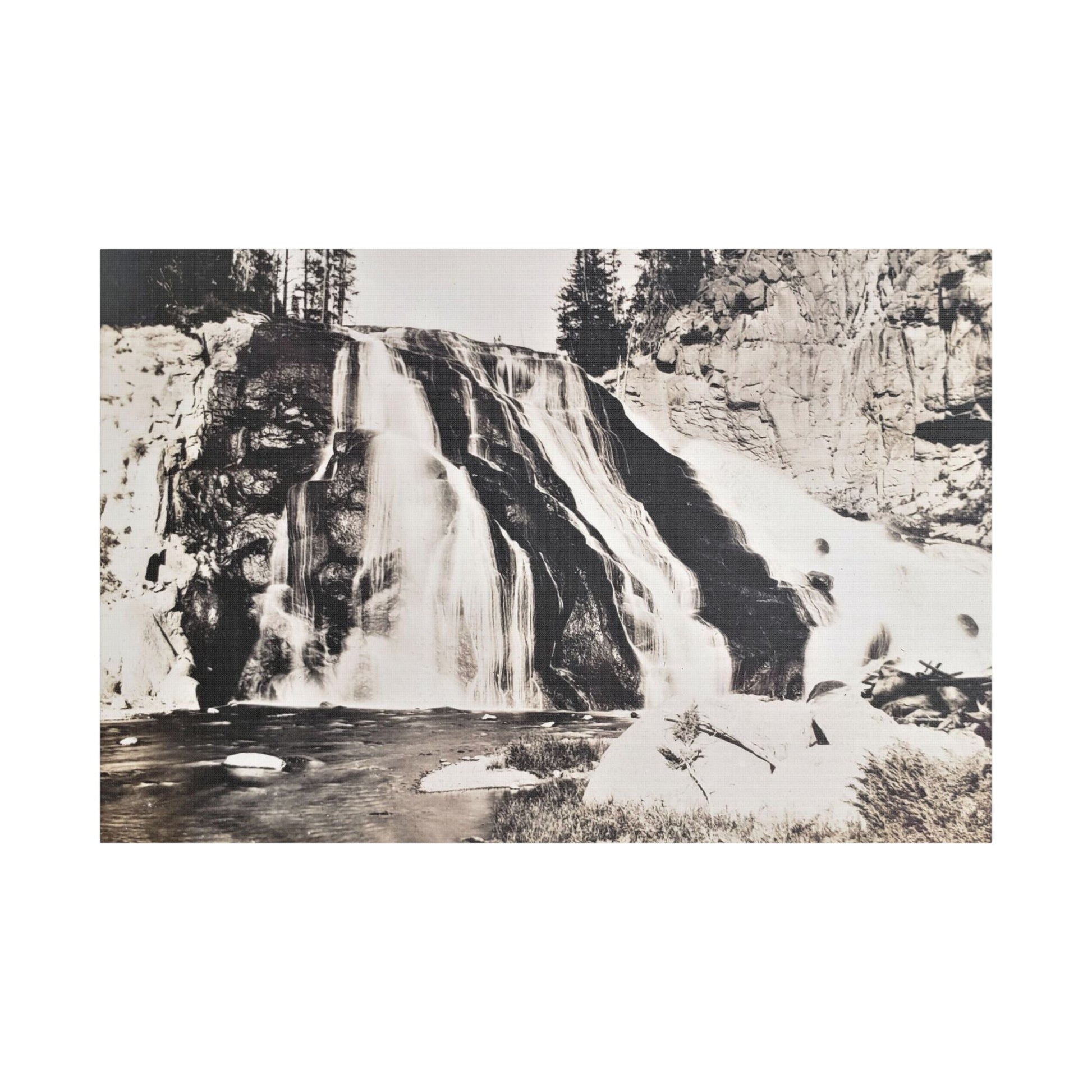 Gibbon Falls Yellowstone Satin Canvas Stretched
