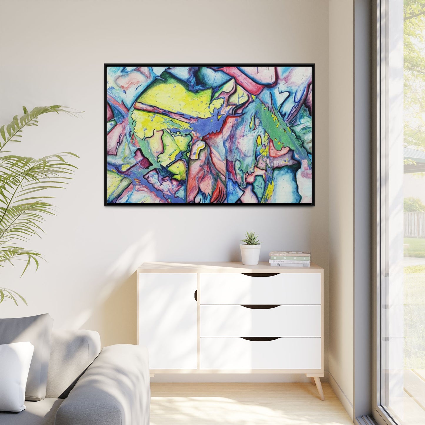 Alien Abstract Colorful Framed Canvas Art - Kia Day Design