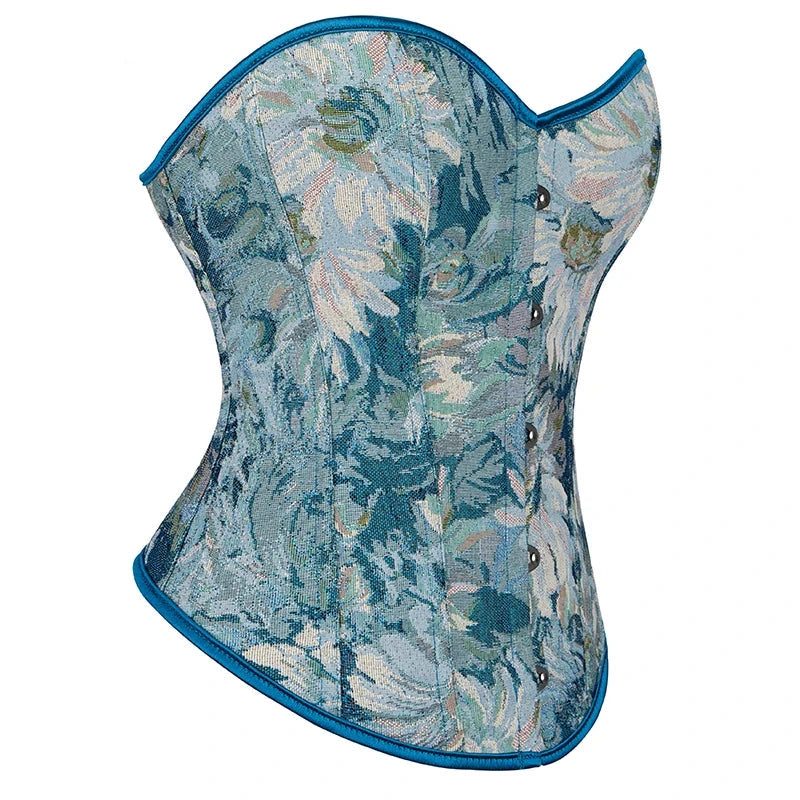 Blue Floral Corset Strapless Top 12 Glue Bones