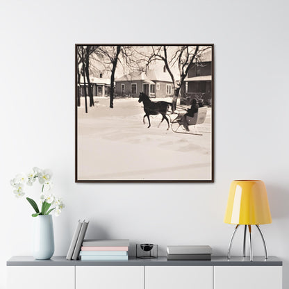 Carriage Ride Gallery Canvas Wraps Square Frame 36″ x 36″ Premium Gallery Wraps (1.25″) Walnut