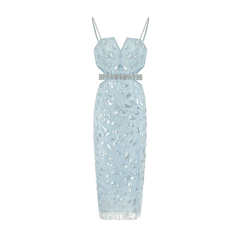 Sequin Sparkle Camisole Gown - Light Blue M - dress