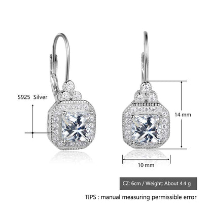 Regal Silver Crown Wedding Earrings - -