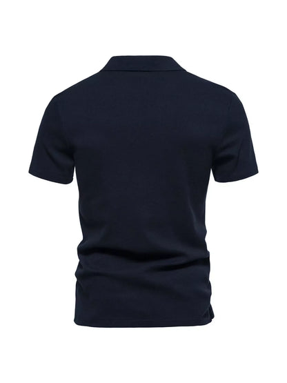 Men's Plus Size Casual Notched Short Sleeve Polo - -