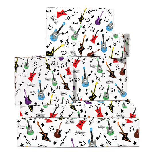 CENTRAL 23 Gift Wrap Paper - Music Guitar - Birthday Boy Wrapping Paper - (6x) Gift Wrap Sheets Christmas - For Men Women Gift Wrap Paper - Musician Music Lover Rockstar Band - Comes With Stickers Kia Day Design