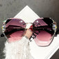 Vintage Rimless Rhinestone Sunglasses Purple one