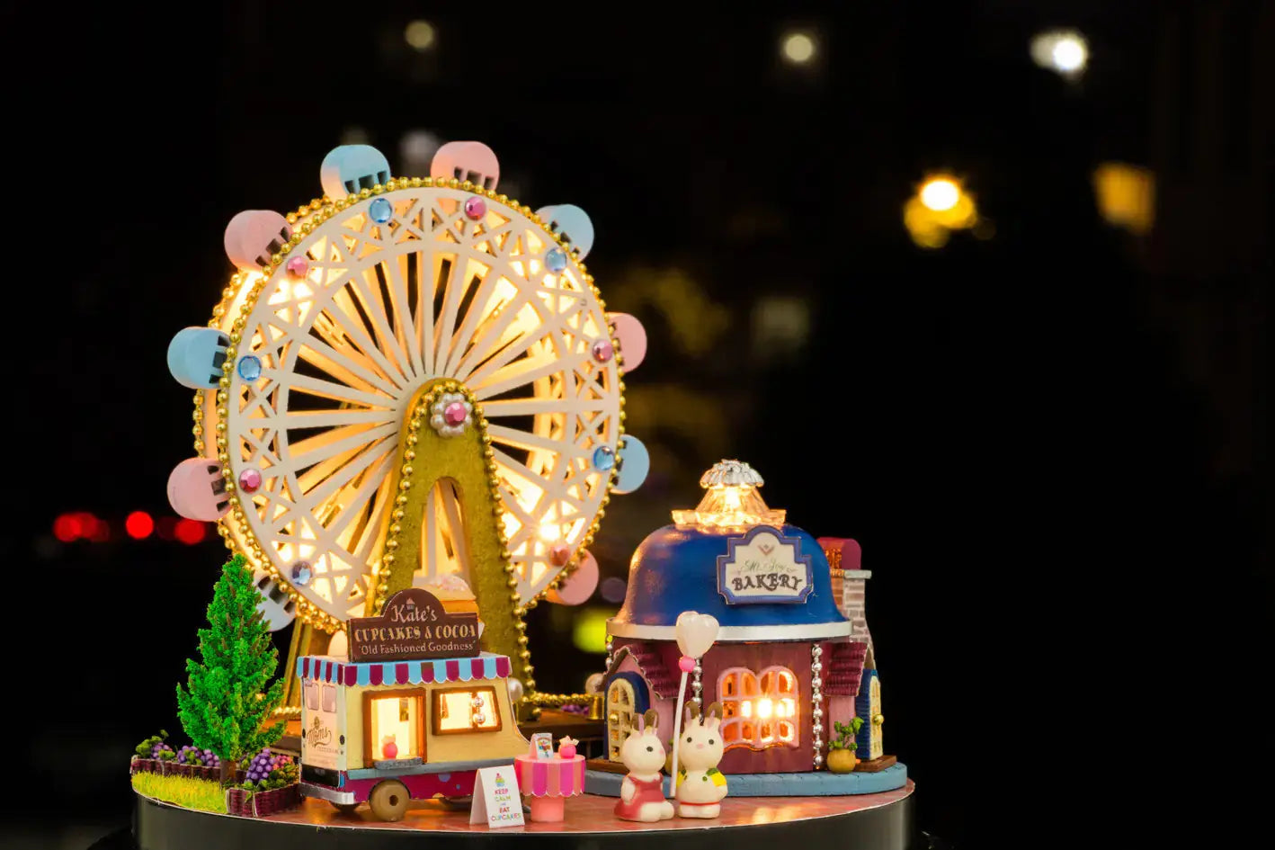 DIY Mini House Ferris Wheel Building Toy with Lights Kia Day Design