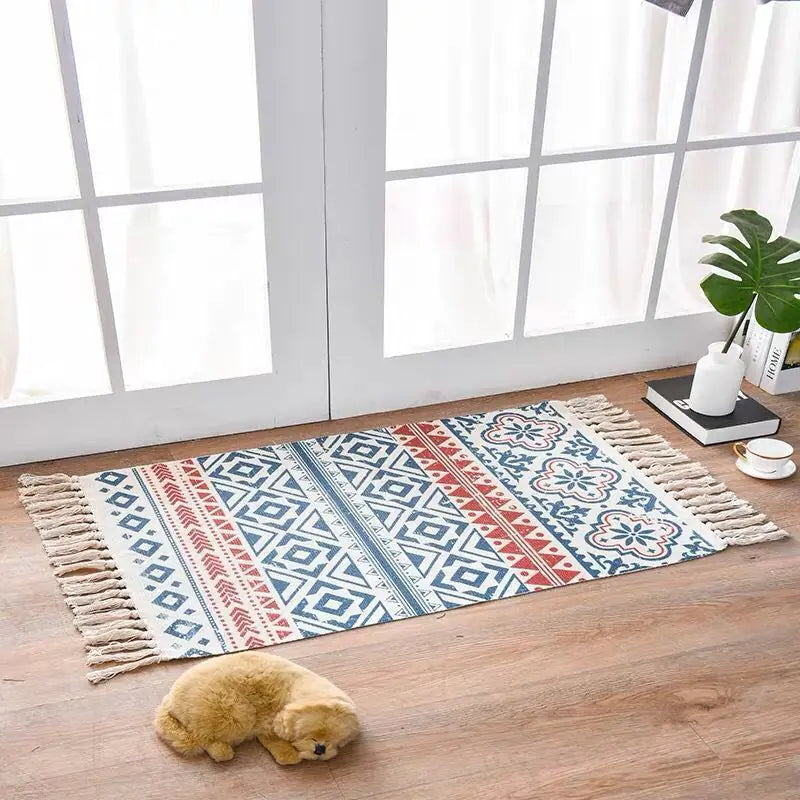 Nordic Style Cotton Linen Area Rug for Home Entrance Kia Day Design