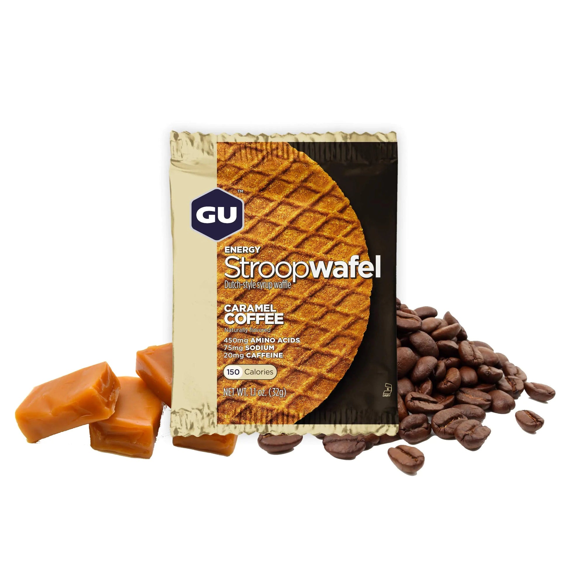 GU Energy Stroopwafel Caramel Coffee Sports Nutrition Waffle Caffeine Included and Kosher Dairy On-The-Go Energy for Any Workout 16 Count Kia Day Design