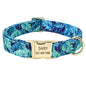 Printed Dog Collar and Leash Set Blue Collar Large