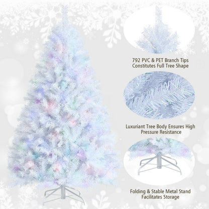 6 Feet Iridescent Tinsel Artificial Christmas Tree with 792 Branch Tips - -