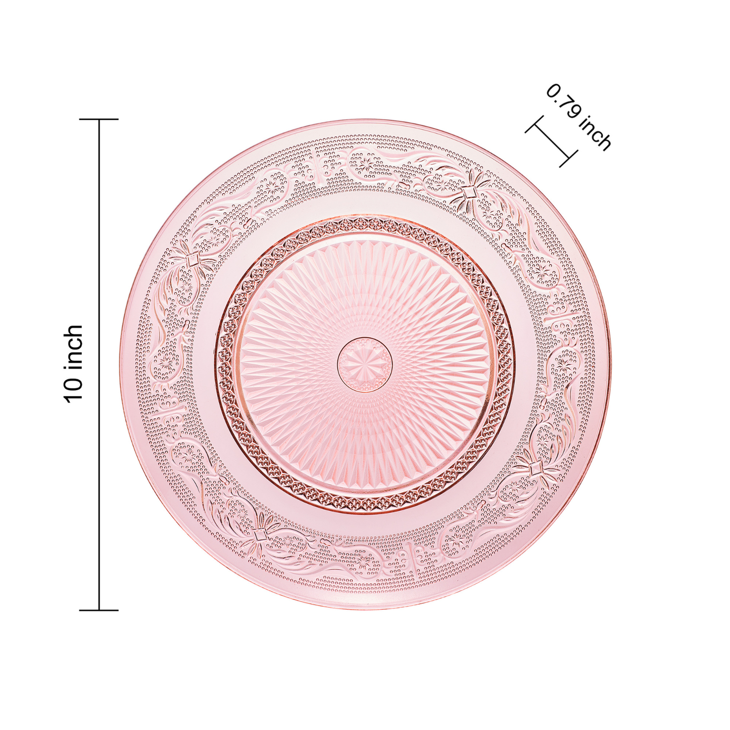 Blush Vintage Glass Plate, Set of 6 - - Plate