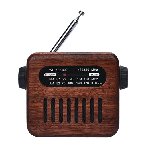 Wireless Portable BT Vintage Antique Wooden AM FM WB Radio With TF Card Slot