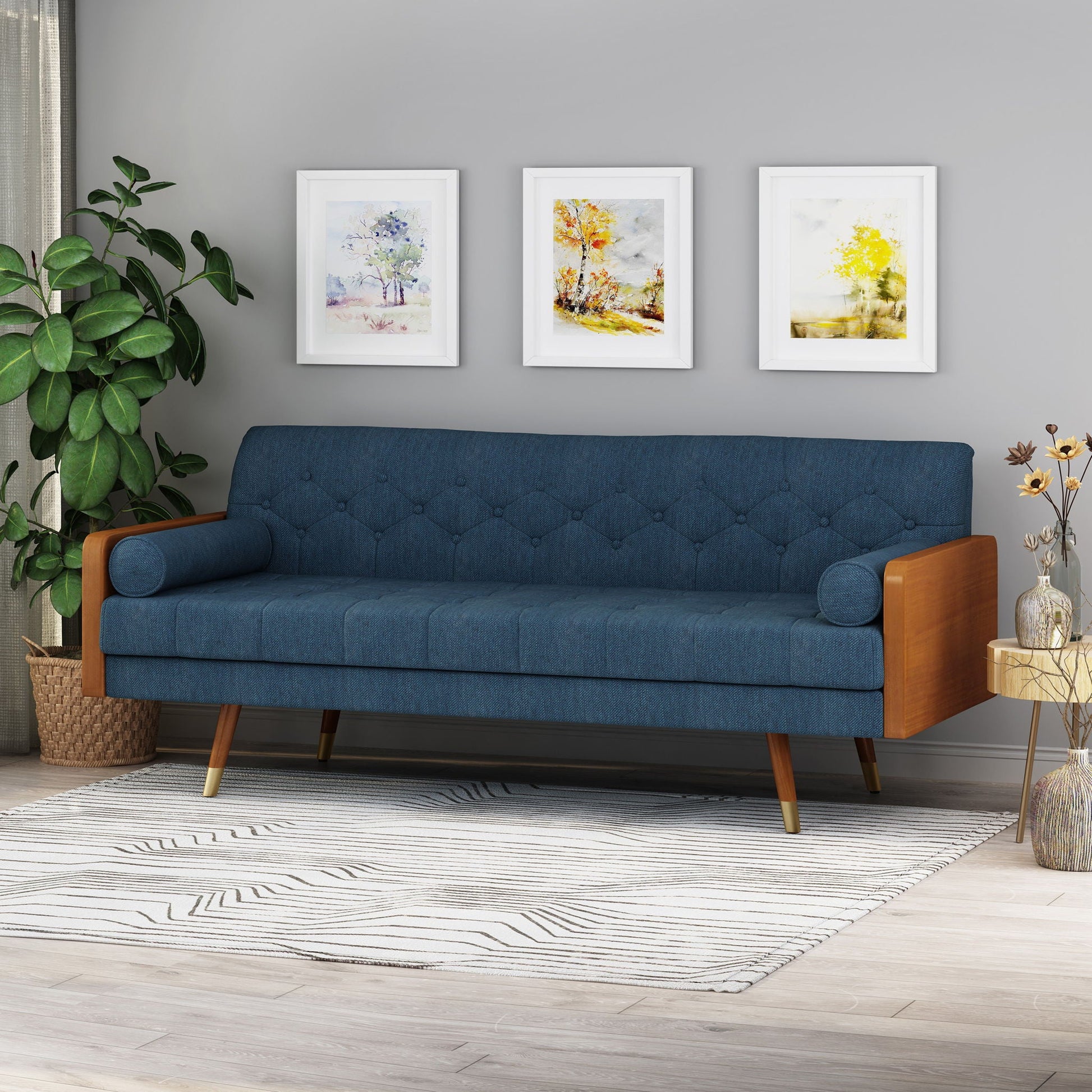 Aidan - Mid Century Modern Tufted Fabric Sofa- Unique Piece Furniture- {{Product type}}