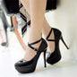 Chic High Heel Platforms with Buckle - Black 42 - heels