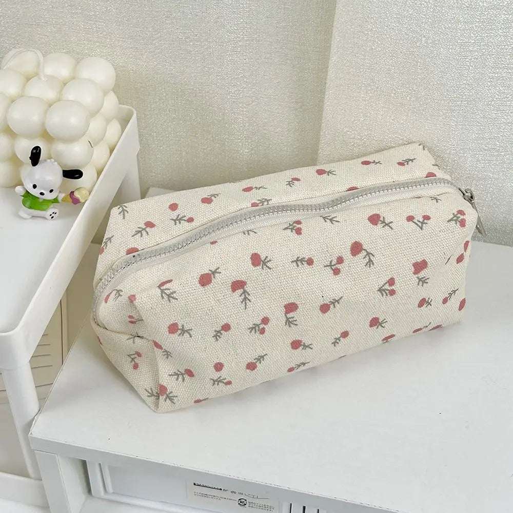 Large Capacity Soft Pencil Case cream pink