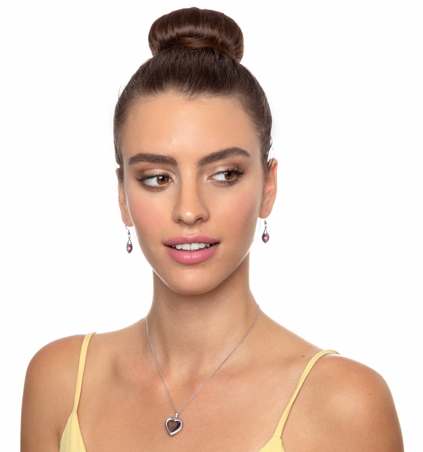 Swarovski Crystal Heart Drop Earrings 925 Sterling Silver - - earrings