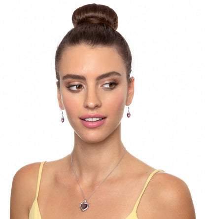 Swarovski Crystal Heart Drop Earrings 925 Sterling Silver - - earrings