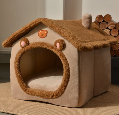 Pet Cave Bed - Brown Bear Head S - pet bed
