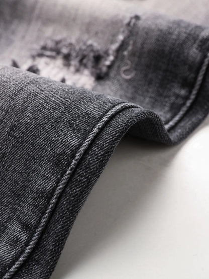 Men's Distressed Slim Fit Ripped Jeans - -
