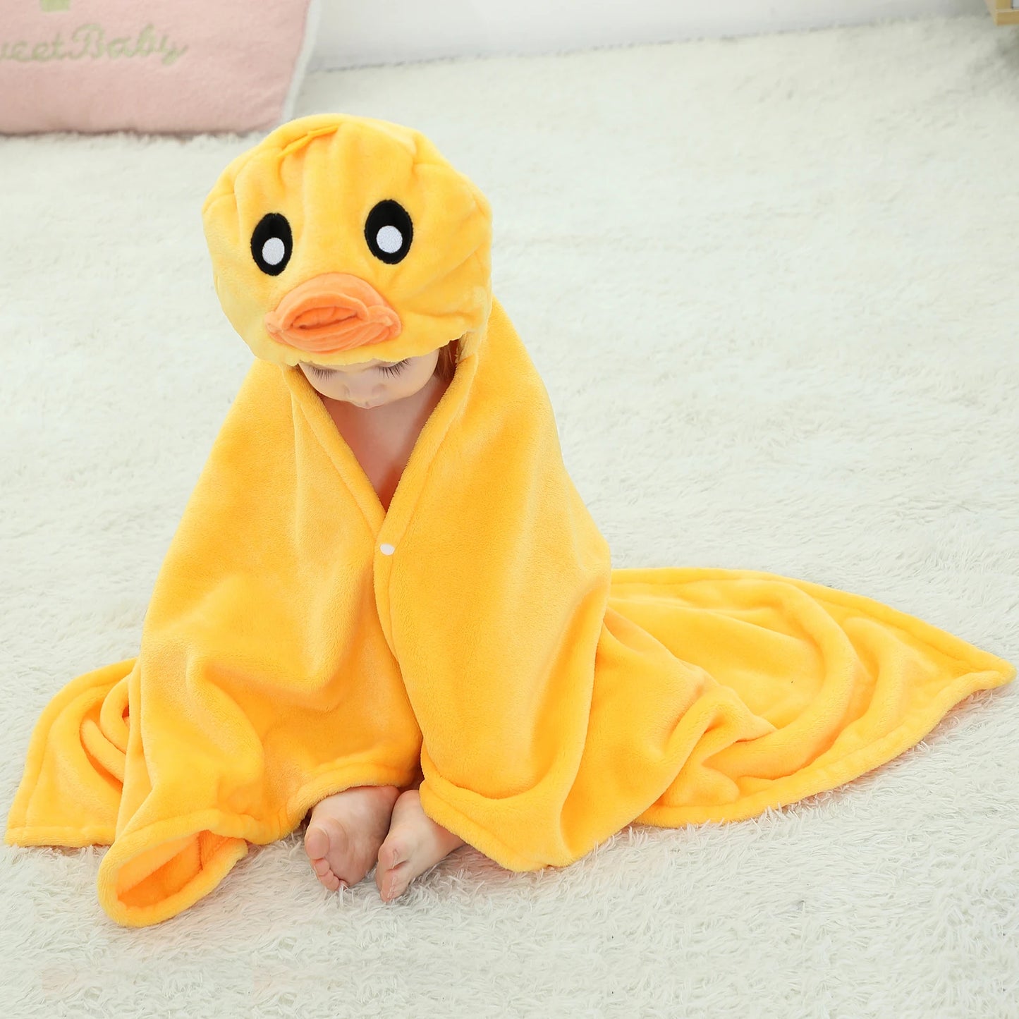 Michley Autumn Duck Animal Fleece Cartoon Hooded Blanket