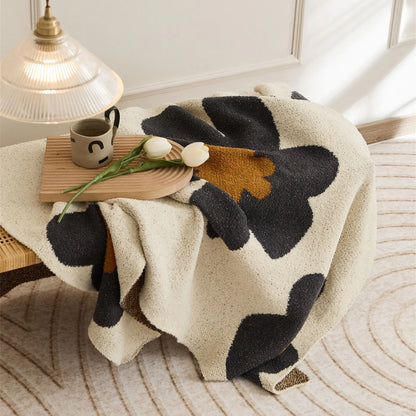Nordic Flower Pattern Soft Knitted Blanket - Kia Day Design