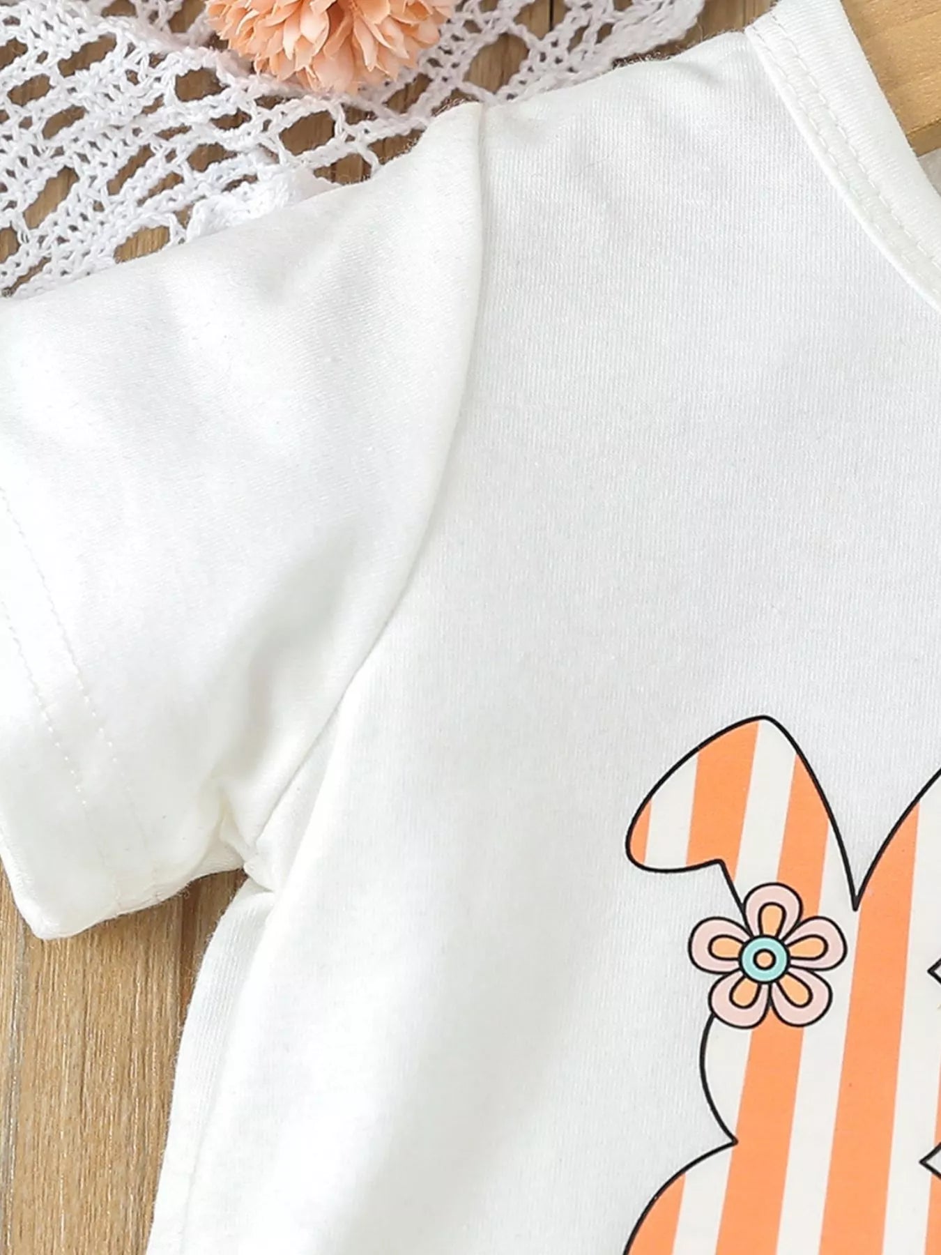 Children's Bunny Round Neck Tee and Pants Set - -